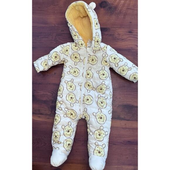 Disney Baby Winnie The Pooh Baby Bunting One Piece Sherpa Lined 6-9 Months - Picture 1 of 11